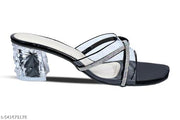 Stylish Women’s Transparent Crystal Block Heels | Bridal & Ethnic Slip-On Sandals | Party Wear Footwear