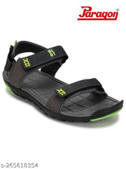 Paragon Blot Grey & Neon Green Sandals for Men