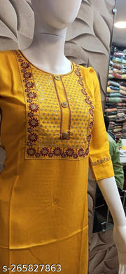 Trendy Women's Straight Embroidery Kurtis