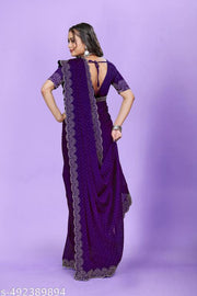 most trendy diamond worked chiffon fabric saree for party and all occasions.