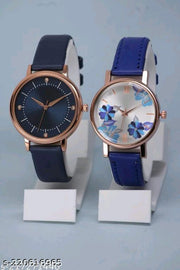 Attractive Flower Design Leather Belt Analog Combo Watches for Womens & Girls