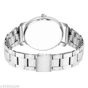 Trendy Steel Round Black Dial Analog Wrist Watch For Men and Boys