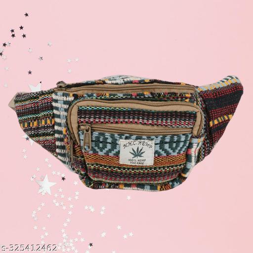 MYRIAD waist hemp bag Vintage-Inspired Hemp Fanny Pack with Modern Functionality Bohemian Hemp Waist Bag for Boho Lovers Size-(30 x 12 CM)