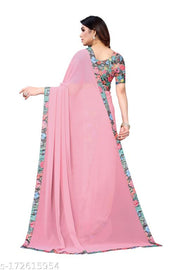 GEORGETTE SAREE WITH BEAUTIFUL LESS BORDER.