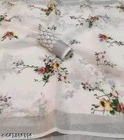 Digital Prints Designer Linen Cottan Saree
