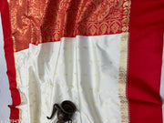 white-red Kanjiwaram silk sarees