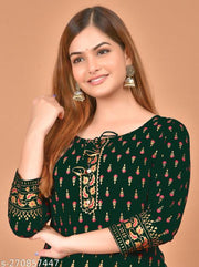 Stylish Rayon Printed straight kurta_Green