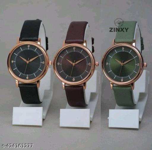 Best Quality Festive Season Flower Designer Round Dial Attractive Leather Belt women watches combo pack of 3 combo wathces for women stylish girl watches combo pack of 3 analog watches wrist watches combo watches
