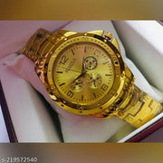 Rosra Analogue Men's Watch (Gold Dial Gold Colored Strap)