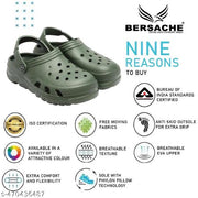 Bersache Extra Soft Classic Casual with  Regular wear with Ultra Soft & Flexibility Technology Clogs for Men's & Boy's-  (6093-Green)