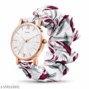 Analog Scrunchie Watch for Women & Girls Premium Silk Satin Cloth Scrunchie Watch Multicolor Fabric Bend Watch For Girls And Women Pack Of 2