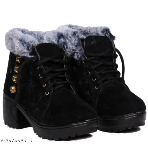 Black Suede Leather Formal High Heel  Boots For Women