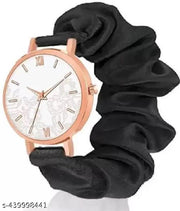 Blk_Gray_Pink_Maroon (White Flower Dial) Ribbin Belt Watch for Girl’s (Combo-04)
