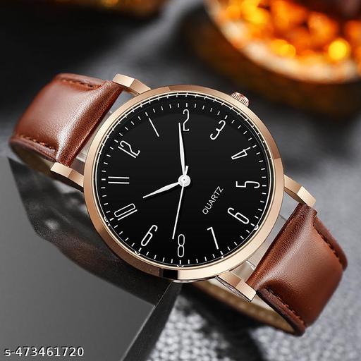 Rose Gold Case Designers Wrist Watches For Boy And Men Analog Watch - For Men Stylish Leathers Strap Analog Wrist Watches For Boy And Men