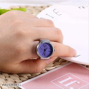 AJS Ring Watch for Women and Men Analog Quartz Watch Arabic Numerals Dial Elastic Band Creative Finger Watch