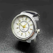 S K Enterprise Adjustable elastic band ring watches in silver tones with quartz movement.