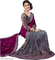 SEMIZOXIS Embroidered, Embellished Bollywood Net, Art Silk Saree