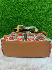 Printed Handicraft Fabric Handbag for Women Office Bag Ladies Shoulder Bag Tote For Women College Girls