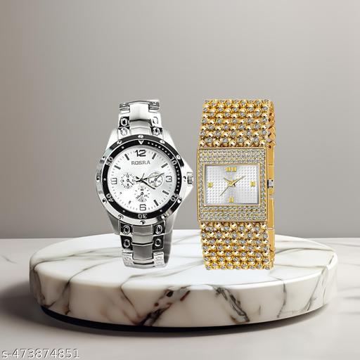 New Latest Multicolor Dial Couple Watch (Pack Of 2)
