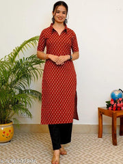 JEMCY New Latest Printed Collor neck Kurti for women