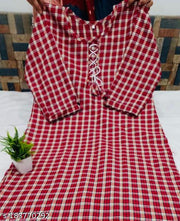 Stylish red multicolour Woolen Kurti only
