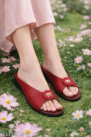 Unique Sandals Red Slipper for Women , Women's Fashion Sandal Faux Leather, Comfortable & Stylish Wedges Ideal for Casual & Formal Occasions, Comfortable Lycra Slippers For Women, Flats for Women Stylish Latest Girls Unique