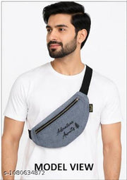 Cotton Chambray Denim Look Sling Crossbody Bag for Unisex