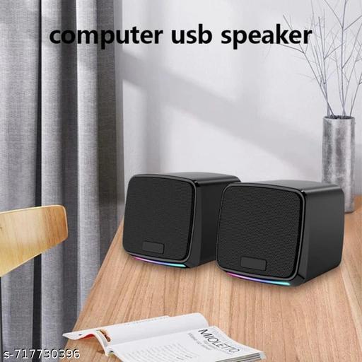 Computer Speakers – 6W Stereo Sound with Multicolor LED Lights | USB Powered PC Speakers with AUX & Volume Control for Laptop, Desktop, and Monitor (M11 CS)
