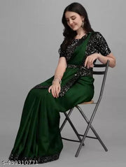 Classic enterprise Trending Beautiful  Saree With Same Color Attractive Blouse Piece