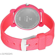 XTIME Analogue Watch Round White Dial & Pink Resin Strap for Boys & Girls