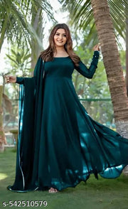 Stylish Fancy Trendy Printed Georgette Gown For Women For Party Wedding Festival Functions