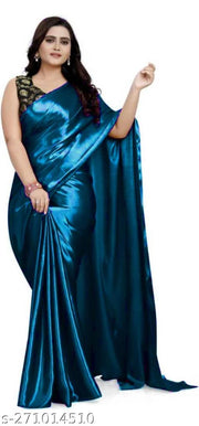 SATIN SILK SAREE WITH JACQUARD BLOUSE