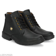Black boot leather shoes