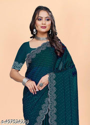 Siroski Hotfix Diamond Saree | Sarees for Women | Party wear Sarees | Saree new Model 2025