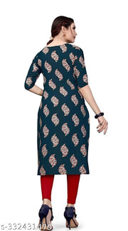 Women's Printed Black Crepe Kurti