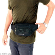 Dein Kleider Waist Pack Travel Handy Hiking Zip Pouch Document  Phone Belt Sport Bag Bum Bag for Men and Women Nylon (Black