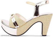 Women Heel Gold Sandal Ar9