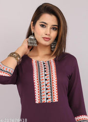 Rayon Sleeve pom pom kurti for women