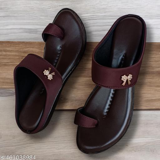 Women's Lycra BROWN Wedge Fashion Sandal | Casual Comfortable Extra Soft Ladies Footwear || Comfortable Lycra Slippers For Women || Soft Bottom Lycra Slippers For Women