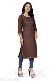 Fashionable Cotton Slub jacquard work Kurti For Women