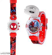 Dreamy Soft Rubber Silicone Light with Spinner Cartoon Cap Cover Digital Kids Watch Non Breakable Wrist Watch - Pack of 1 Watch