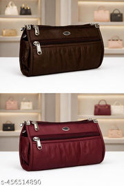 Flikker: Stylish Women’s PU Leather Carry with Mobile Hand Purse - Compact Mini Coin Clutch Wallet for Daily Use, Dual Zip Combo Clutch Bag Under 500 (Maroon-Brown, Pack of: 2)