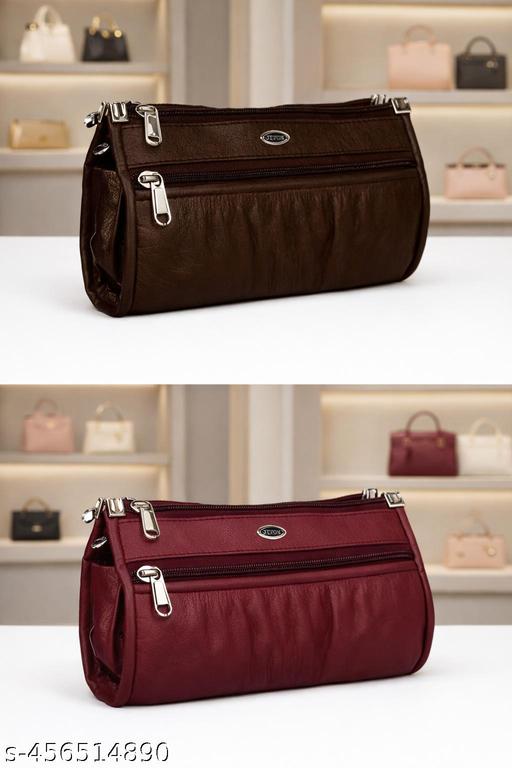 Flikker: Stylish Women’s PU Leather Carry with Mobile Hand Purse - Compact Mini Coin Clutch Wallet for Daily Use, Dual Zip Combo Clutch Bag Under 500 (Maroon-Brown, Pack of: 2)