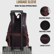 Premium Dark Brown Textured Leather Backpack for Men & Women |