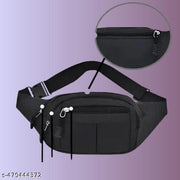 Zerrish Men's Black Waist Bag – Stylish Unisex Kamar Bag, Crossbody, Casual Waist Pouch for Travel, Outdoor, and Sports Use