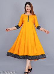 Amazing CN Latest Fashion Women's Solid Printed Round Pleated Flared Kurti
