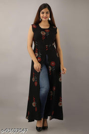 Polyster/Crepe fabric-FRONT SLIT MAXI Women Kurti