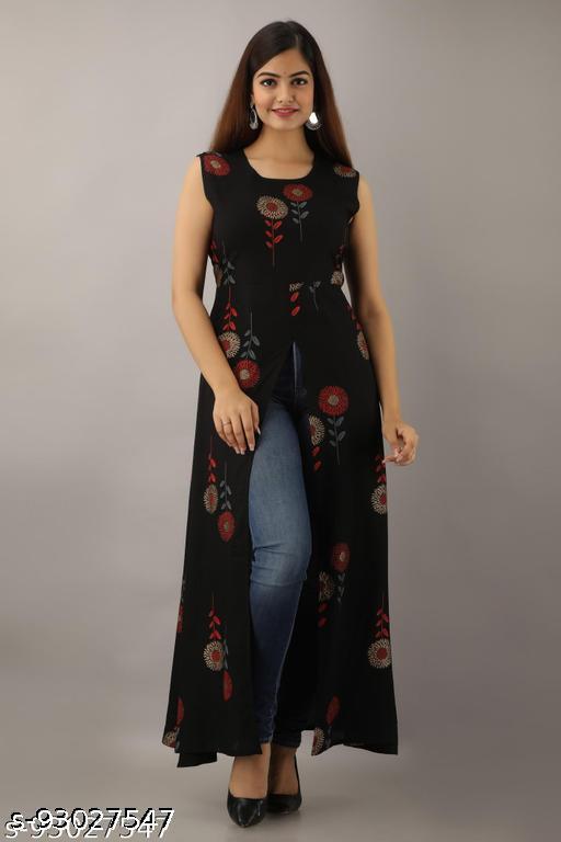 Polyster/Crepe fabric-FRONT SLIT MAXI Women Kurti