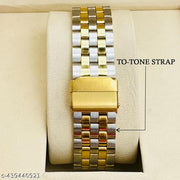 New Arrivals Day-Date Function Gold Dial & Original Gold-Silver Two-Tone Plated Quartz Men's Watch
