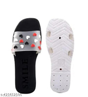 Latest Heart Printed Black Slippers